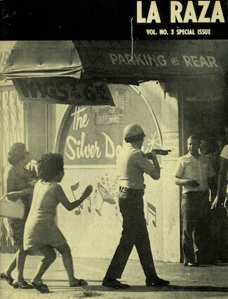 Cover of La Raza reporting on the assassination of Ruben Salazar(Calisphere)