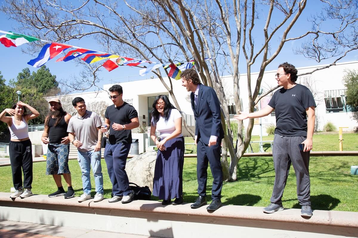Students hang out in the quad